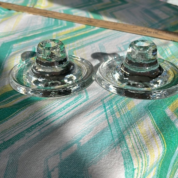 Accents Blenko Clear Glass Set Of 2 Candle Holders Poshmark